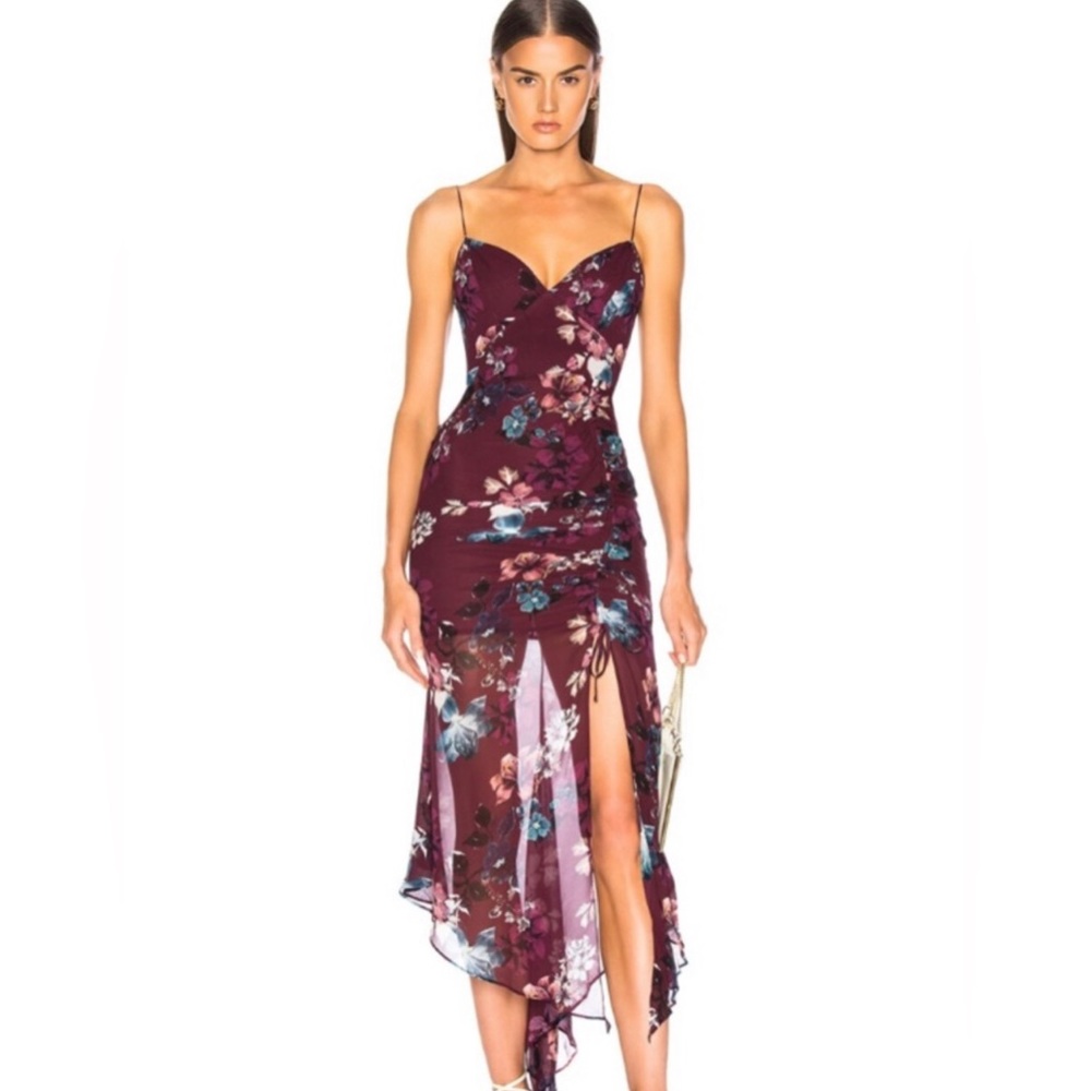 NWOT Nicholas Burgundy Floral Dress Silk Size 0